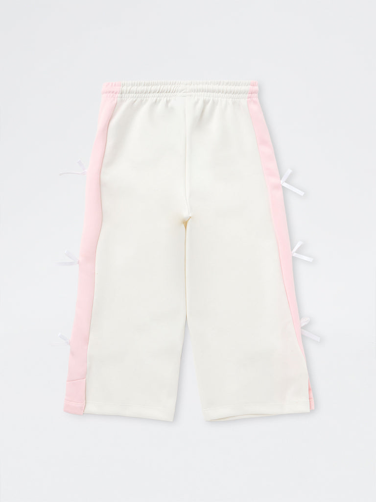 HOP Kids Girls Off-White Bow-Detail High-Rise Pants