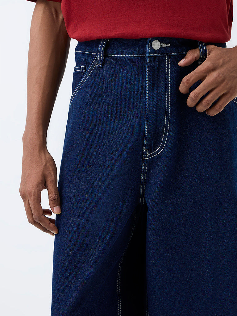 Nuon Dark Indigo Barrel-Fit Mid-Rise Jeans