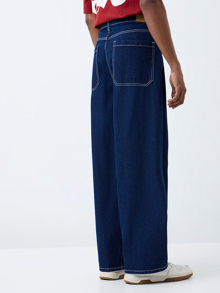 Nuon Dark Indigo Barrel-Fit Mid-Rise Jeans