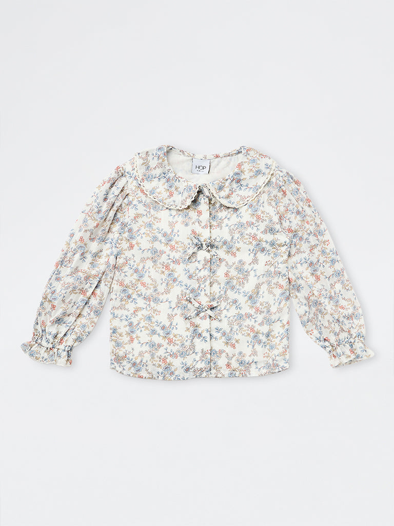 HOP Kids Girls Multicolour Floral Pattern Cotton Top