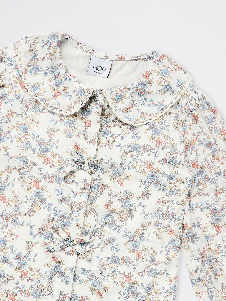 HOP Kids Girls Multicolour Floral Pattern Cotton Top