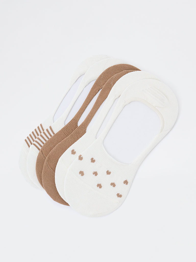 Superstar Off-White Printed Cotton-Blend No-Show Socks - Pack of 3