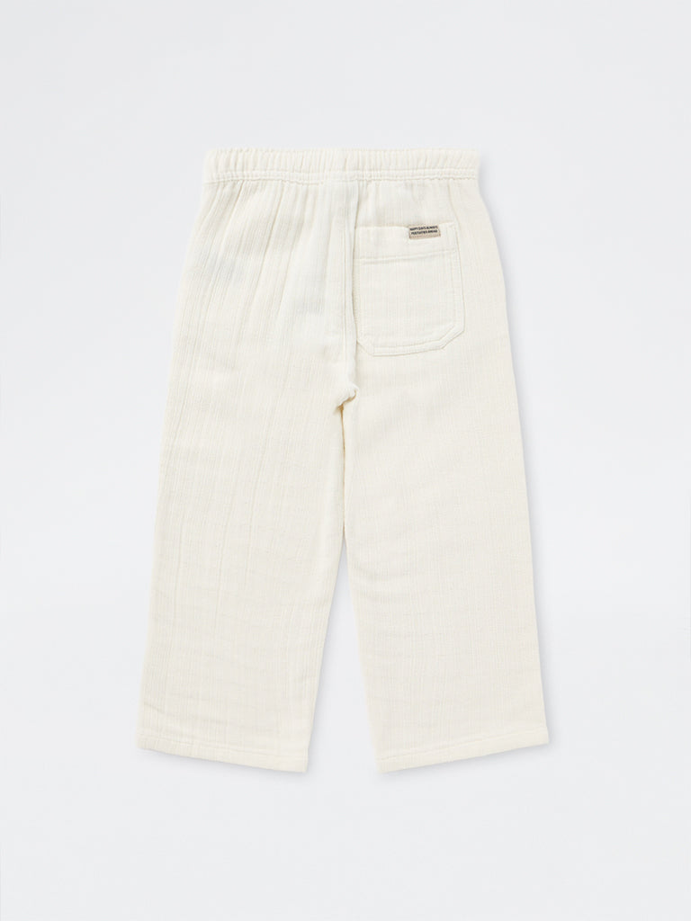 HOP Kids Boys Off-White Mid-Rise Cotton Trousers