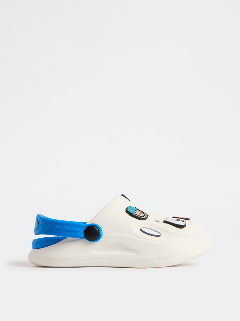 Yellow White Cricket-Theme Perforated Clogs