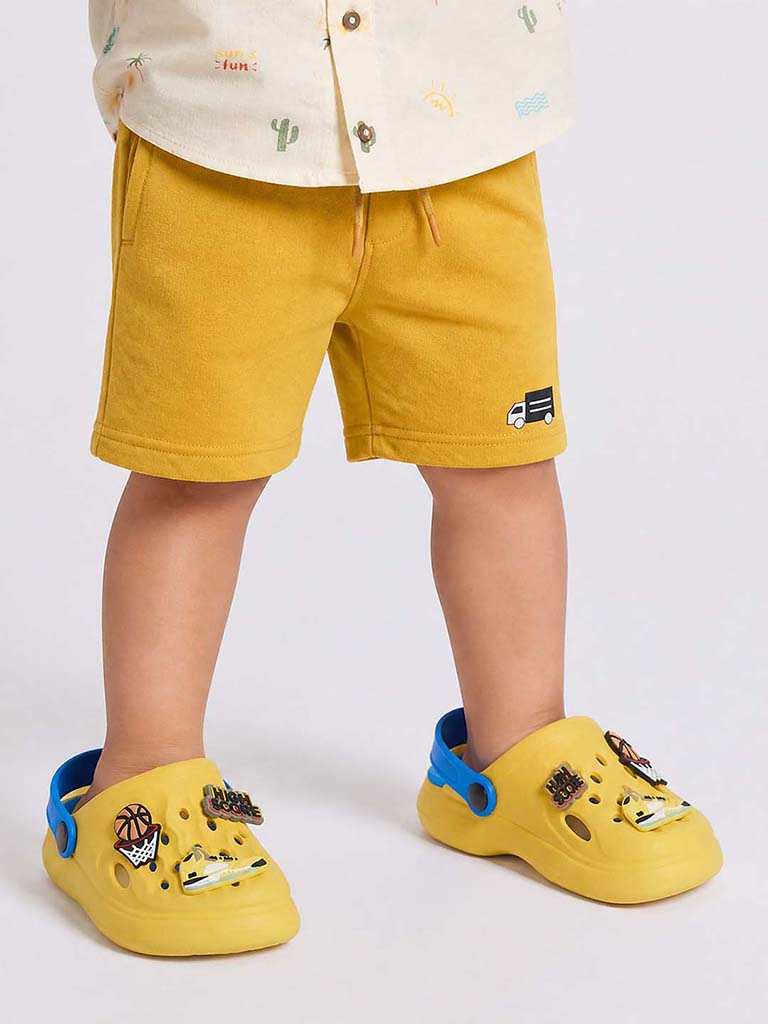 Yellow Yellow Basketball-Theme Perforated Clogs