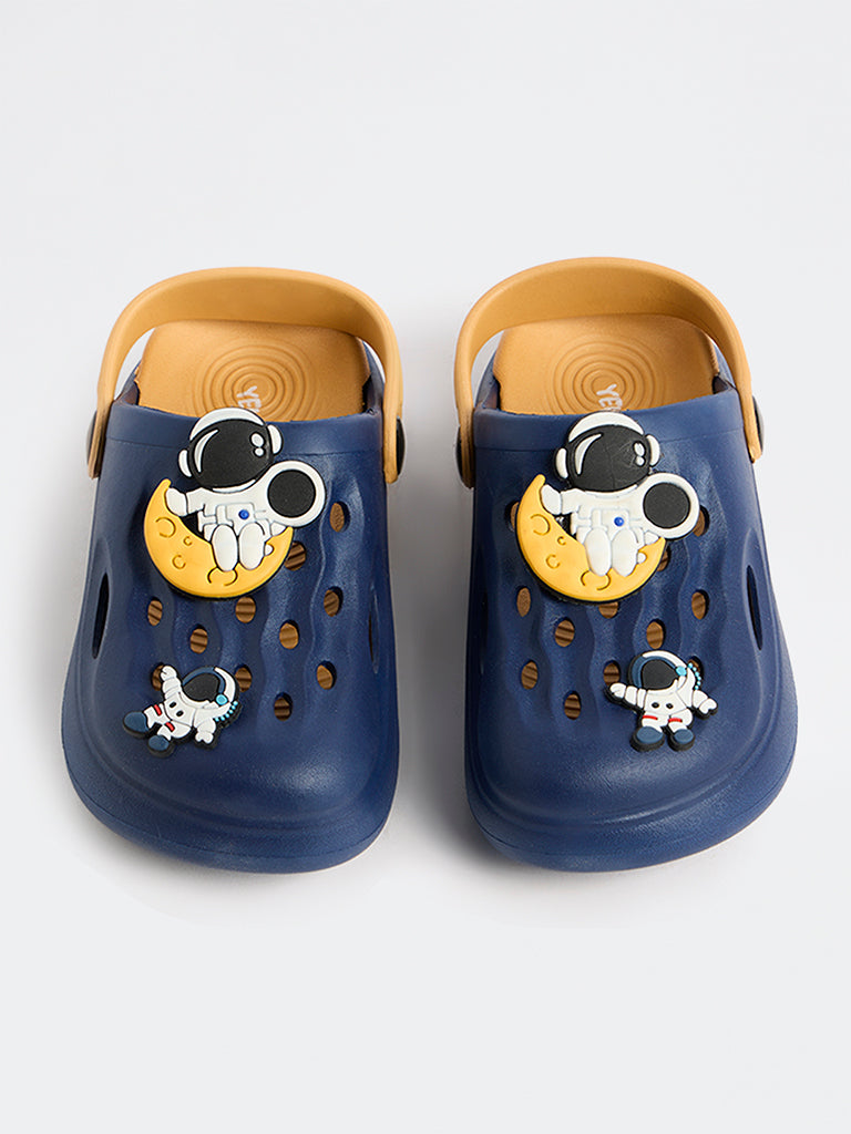 Yellow Navy Astronaut-Theme Clogs