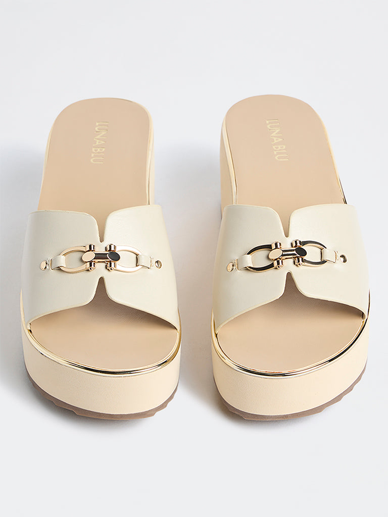 LUNA BLU Ivory Platform Heel Sandals