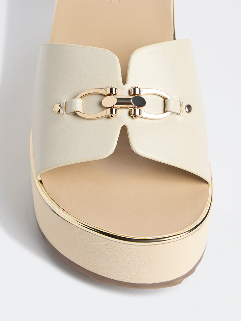 LUNA BLU Ivory Platform Heel Sandals