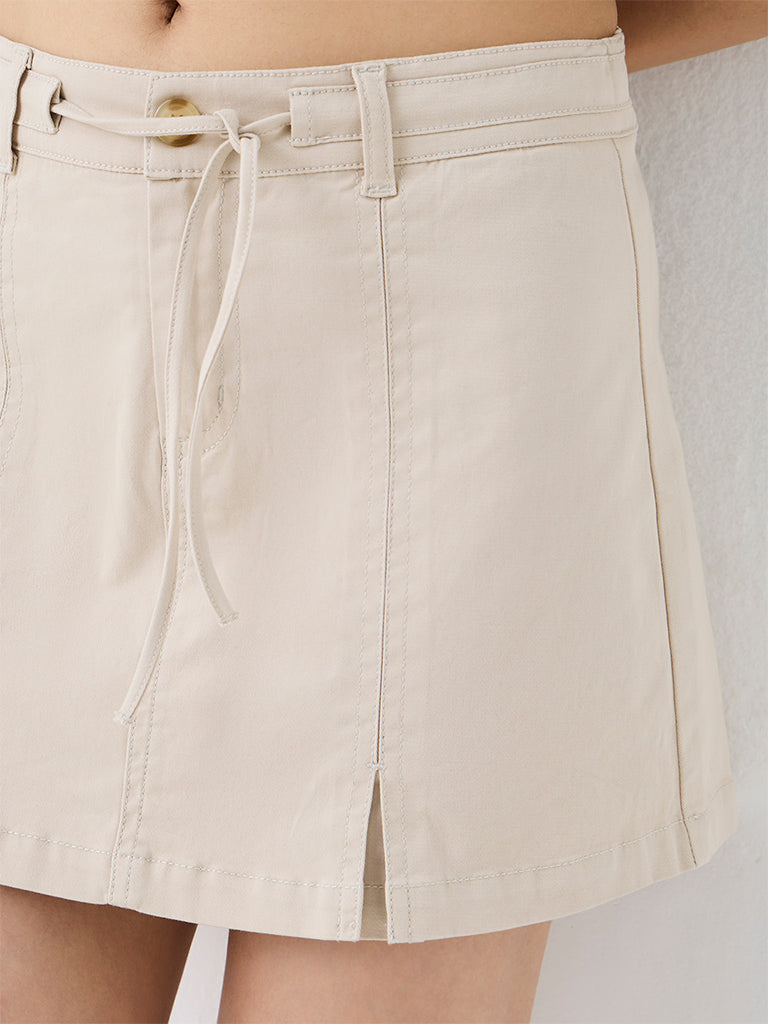 Nuon Beige High-Rise Denim Skirt