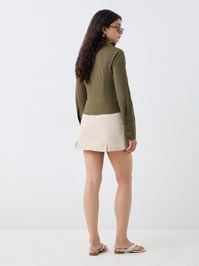 Nuon Beige High-Rise Denim Skirt