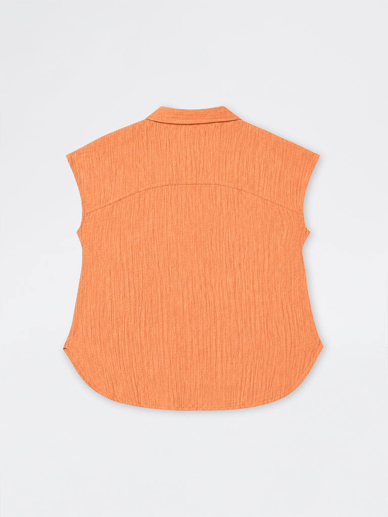 Gia Peach Crinkle-Textured Blouse