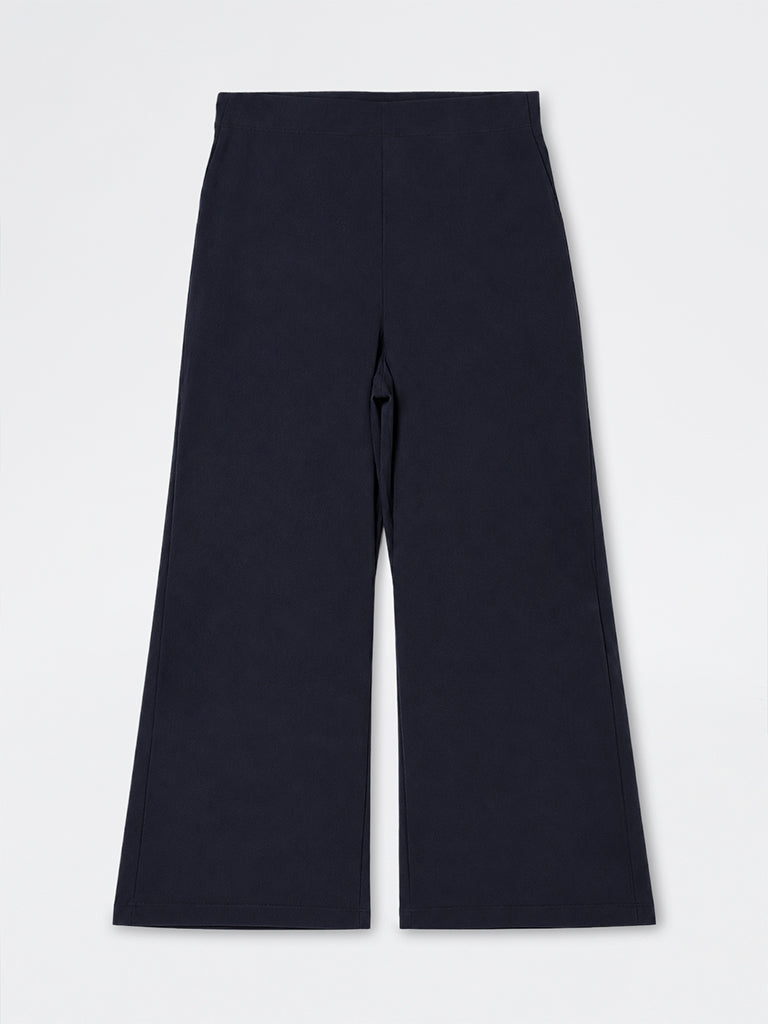 Gia Navy Solid High-Rise Trousers