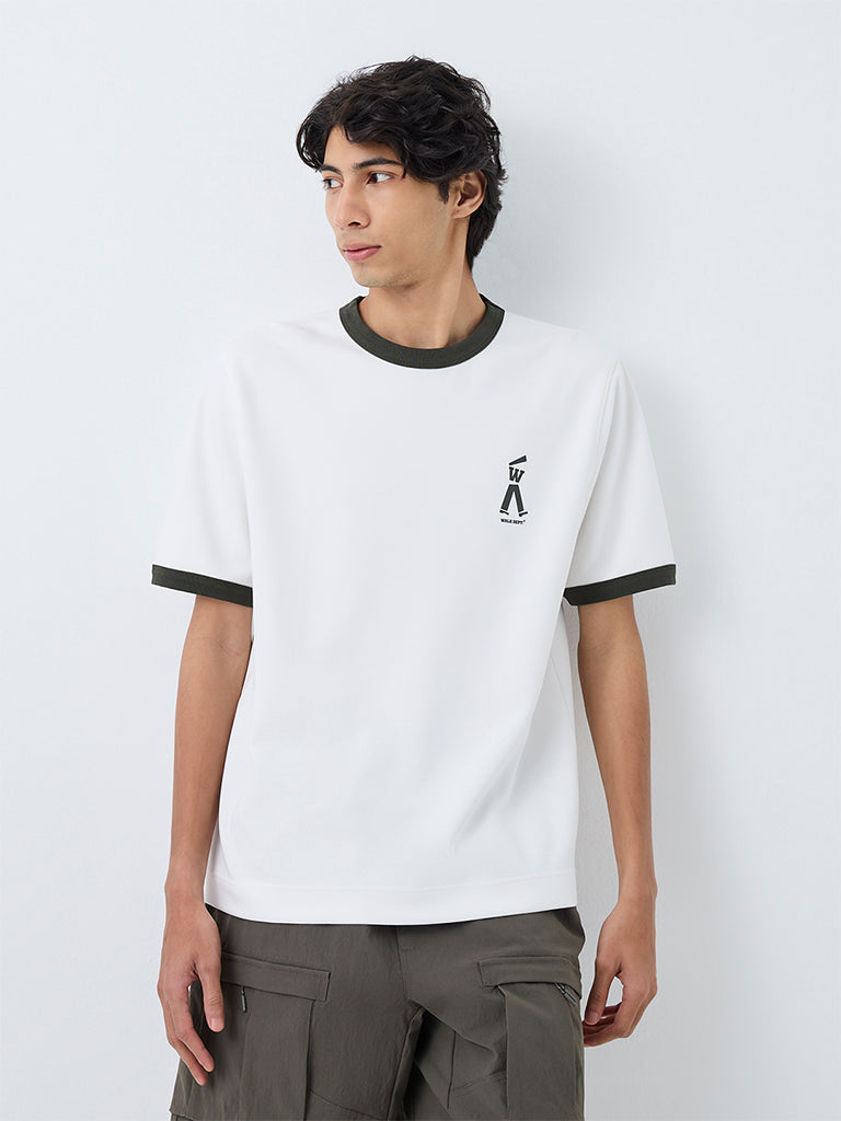 Nuoflexx Off-White Text Printed Relaxed-Fit T-Shirt