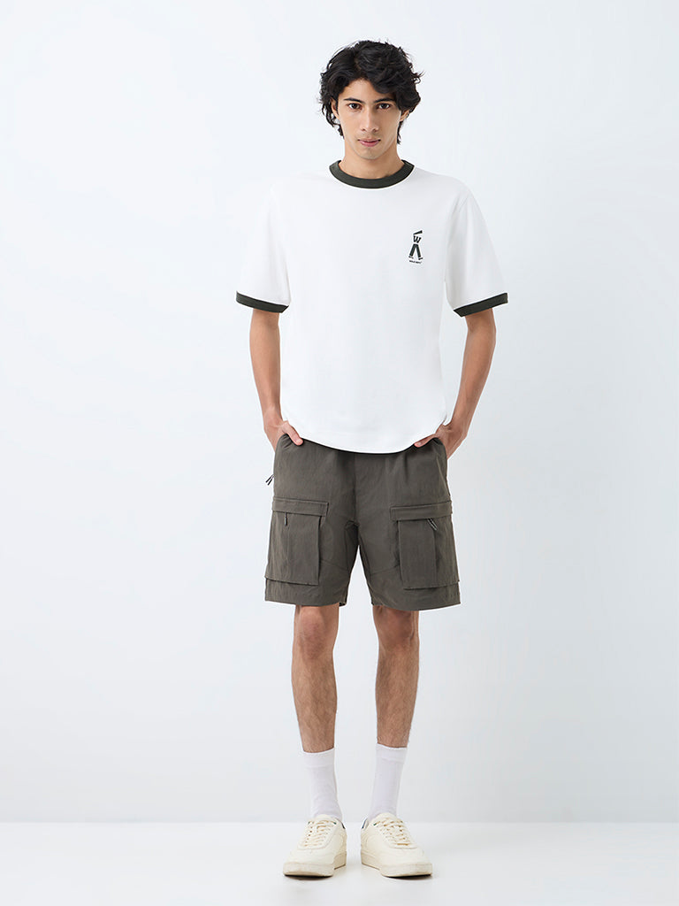 Nuoflexx Off-White Text Printed Relaxed-Fit T-Shirt