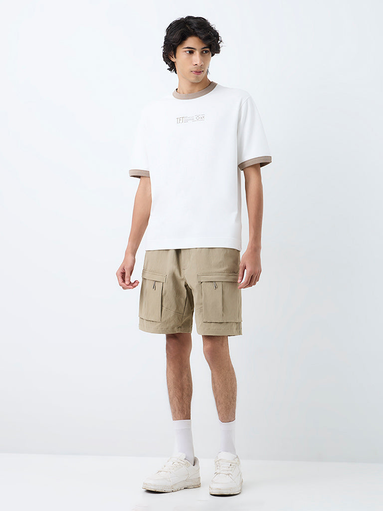 Nuoflexx Off-White Typography Relaxed-Fit Cotton-Blend T-Shirt