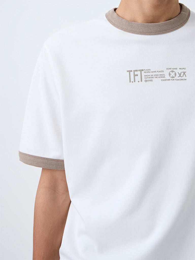 Nuoflexx Off-White Typography Relaxed-Fit Cotton-Blend T-Shirt