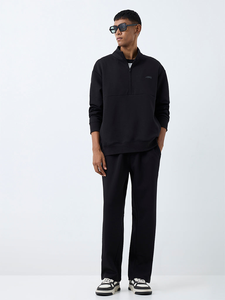 Nuoflexx Black Quarter-Zip Relaxed-Fit Sweatshirt
