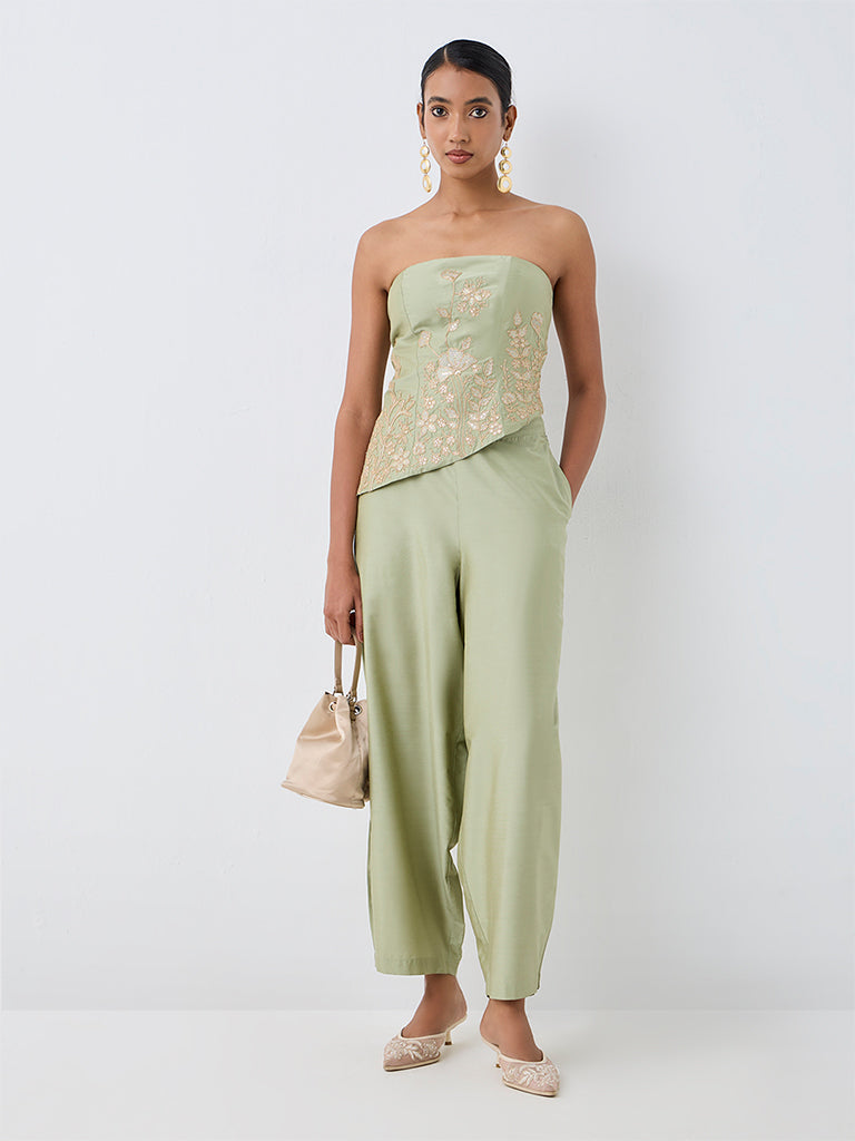 Vark Mint Solid Barrel-Fit Pants