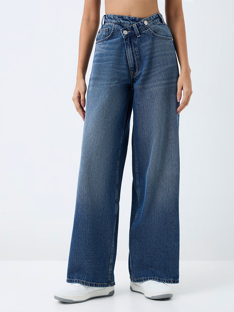 Nuon Blue Wash High-Rise Wide Jeans