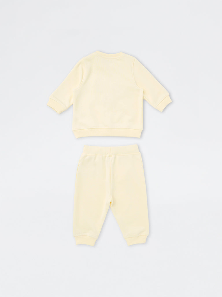 HOP Baby Girls Yellow Floral Design Sweatshirt and Joggers Set