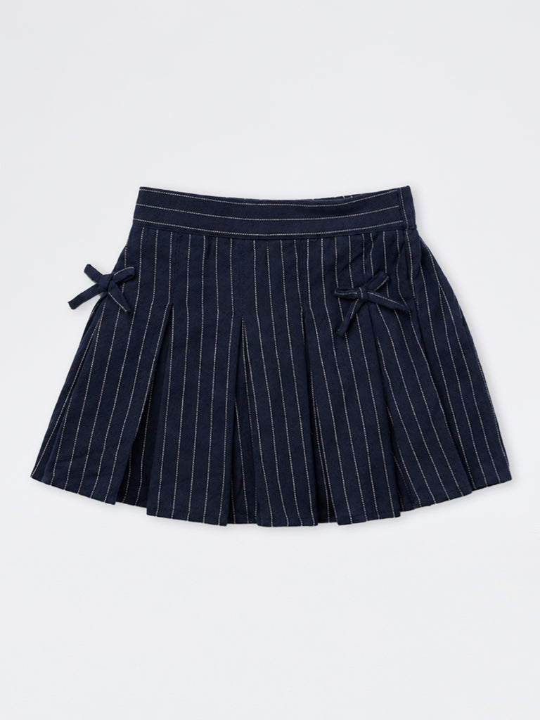 HOP Kids Girls Multi Color Checkered High-Rise Cotton Skort