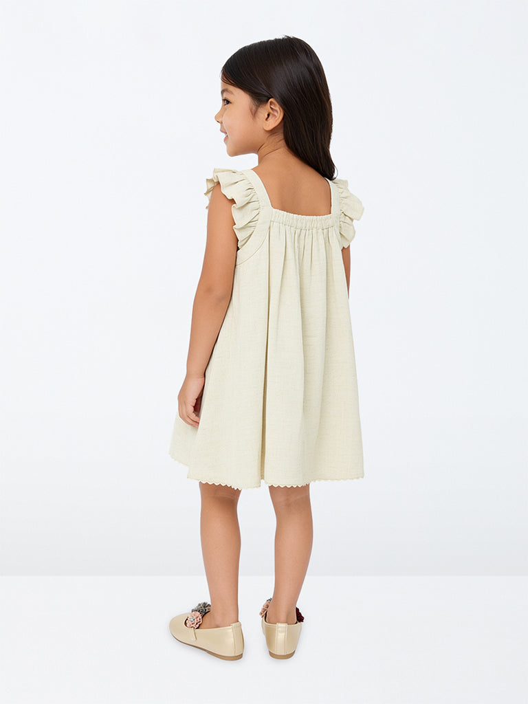 HOP Kids Girls Ivory Floral Applique A-Line Dress