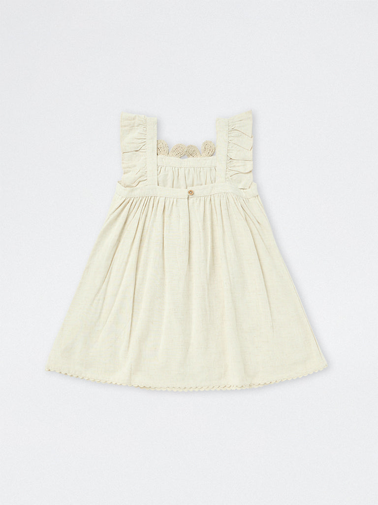 HOP Kids Girls Ivory Floral Applique A-Line Dress