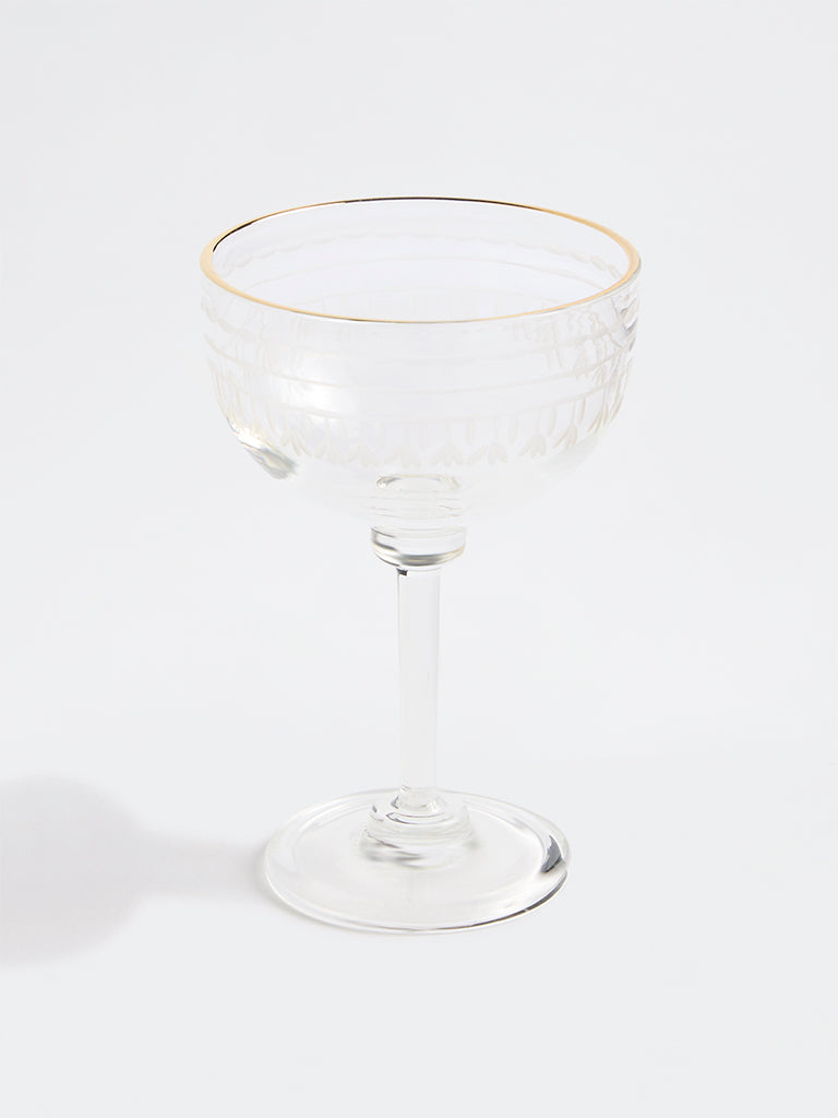Westside Home Clear Floral Laser Etched Coupe Glass