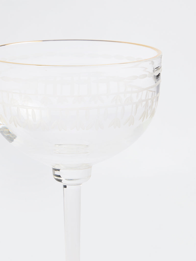 Westside Home Clear Floral Laser Etched Coupe Glass