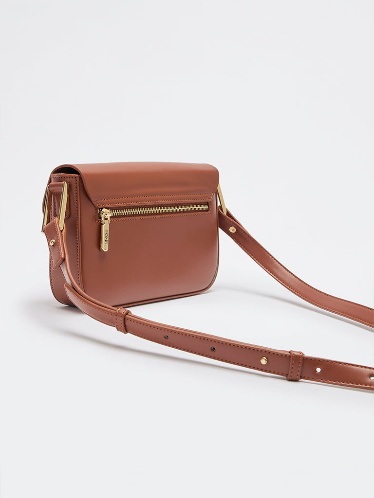 Pome Luxe Paris Flap Closure Leather Sling Bag
