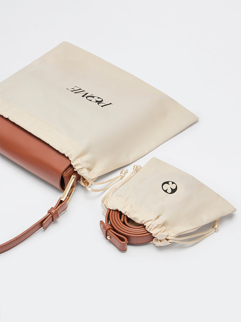 Pome Luxe Paris Flap Closure Leather Sling Bag