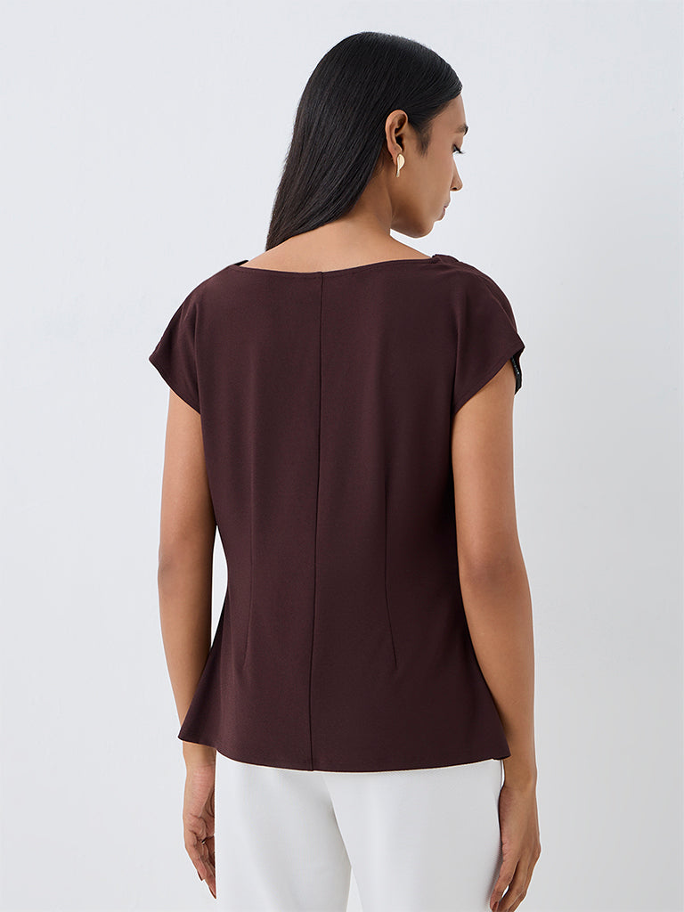 Wardrobe Dark Brown Cowl-Neck Top