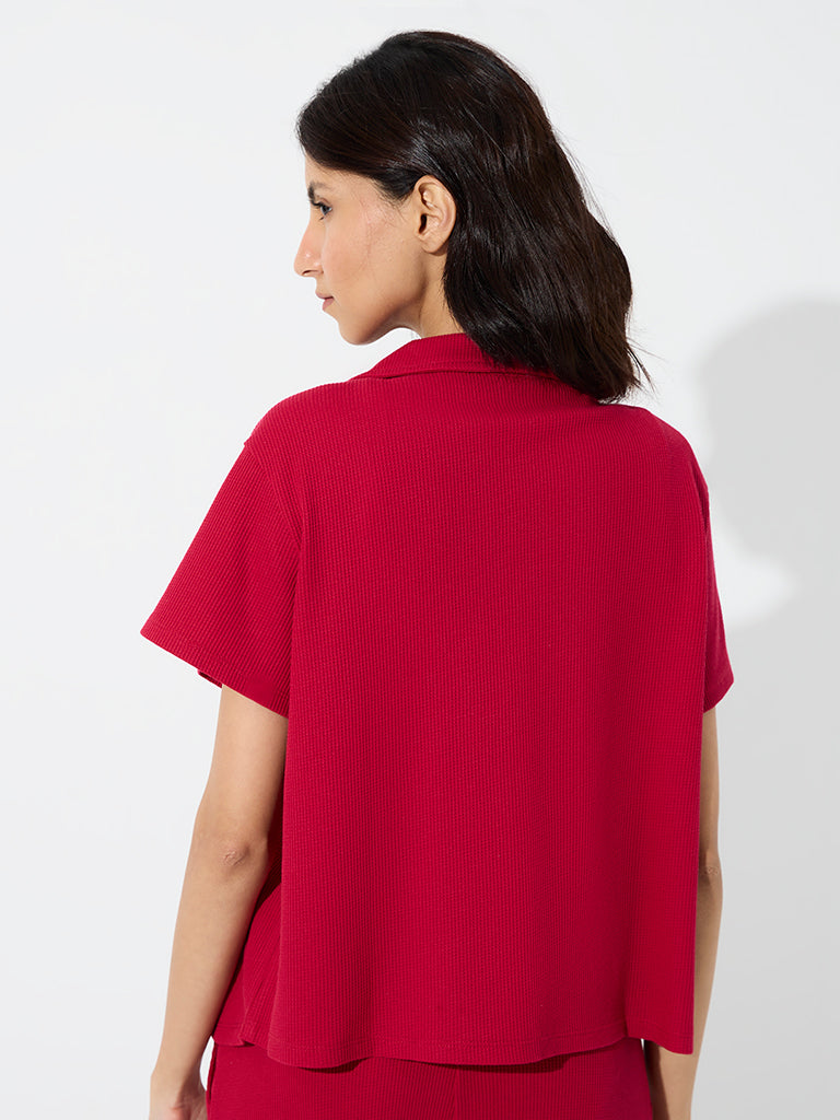 Superstar Red Rib-Textured Shirt