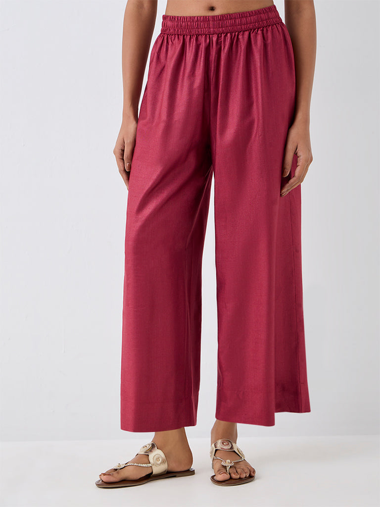 Zuba Red Solid Pants
