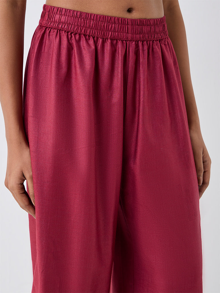 Zuba Red Solid Pants