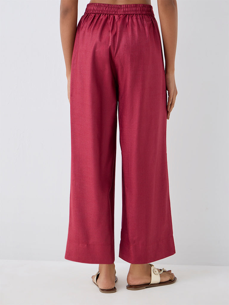 Zuba Red Solid Pants