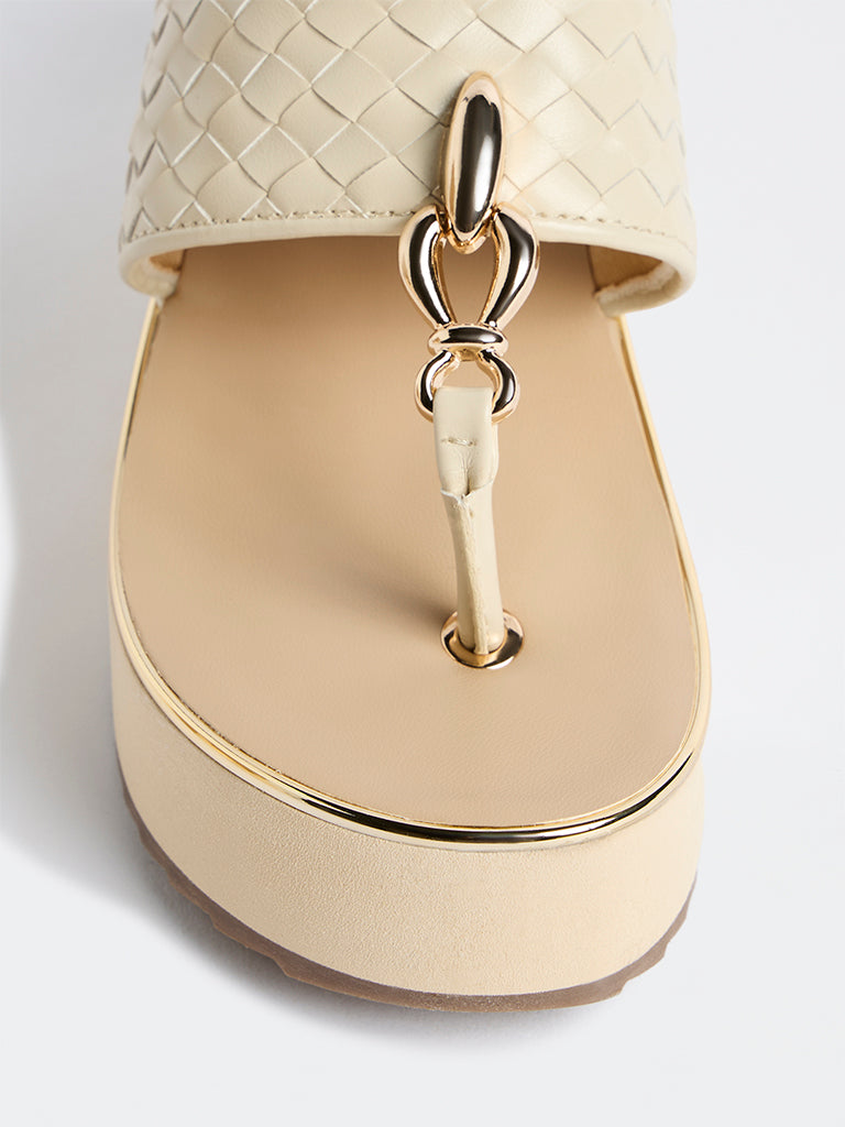 LUNA BLU Ivory Thong-Strap Platform Heel Sandals