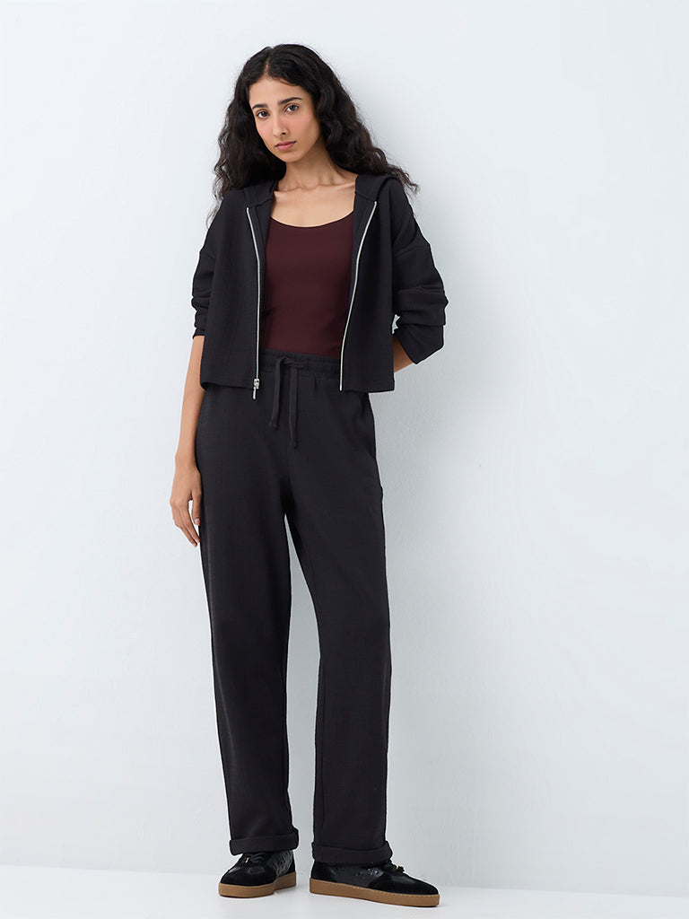 Nuoflexx Black Textured Cotton-Blend Jacket