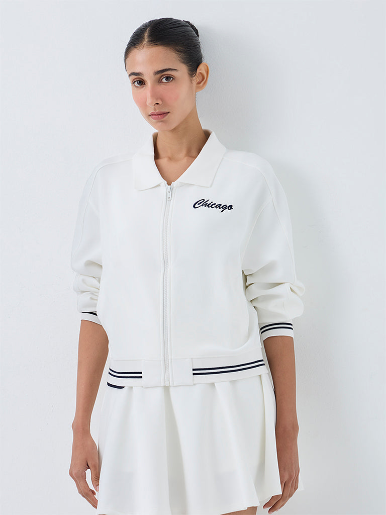 Nuoflexx White Text Embroidered Jacket
