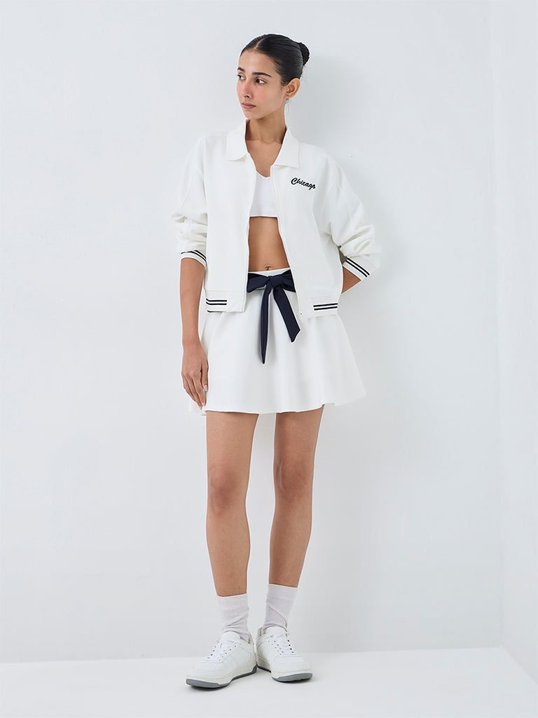 Nuoflexx White Text Embroidered Jacket