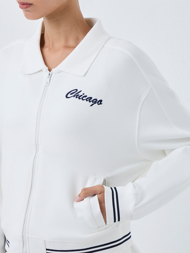 Nuoflexx White Text Embroidered Jacket