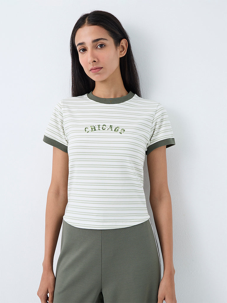 Nuoflexx Sage Striped Cotton-Blend T-Shirt