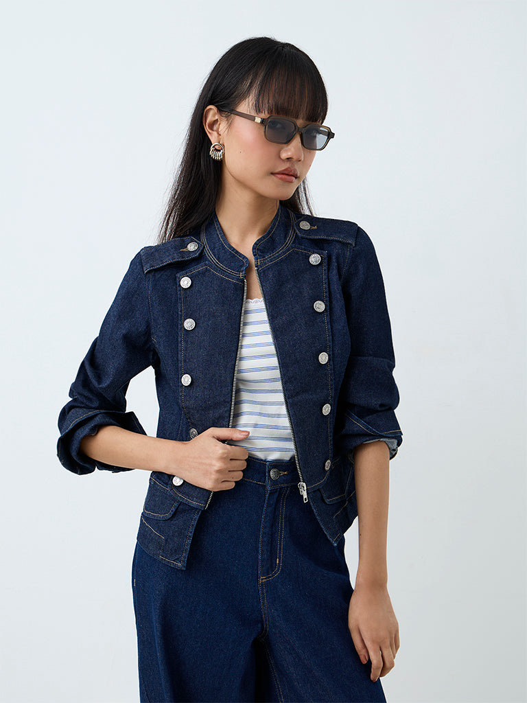 Nuon Dark Blue Military Denim Jacket