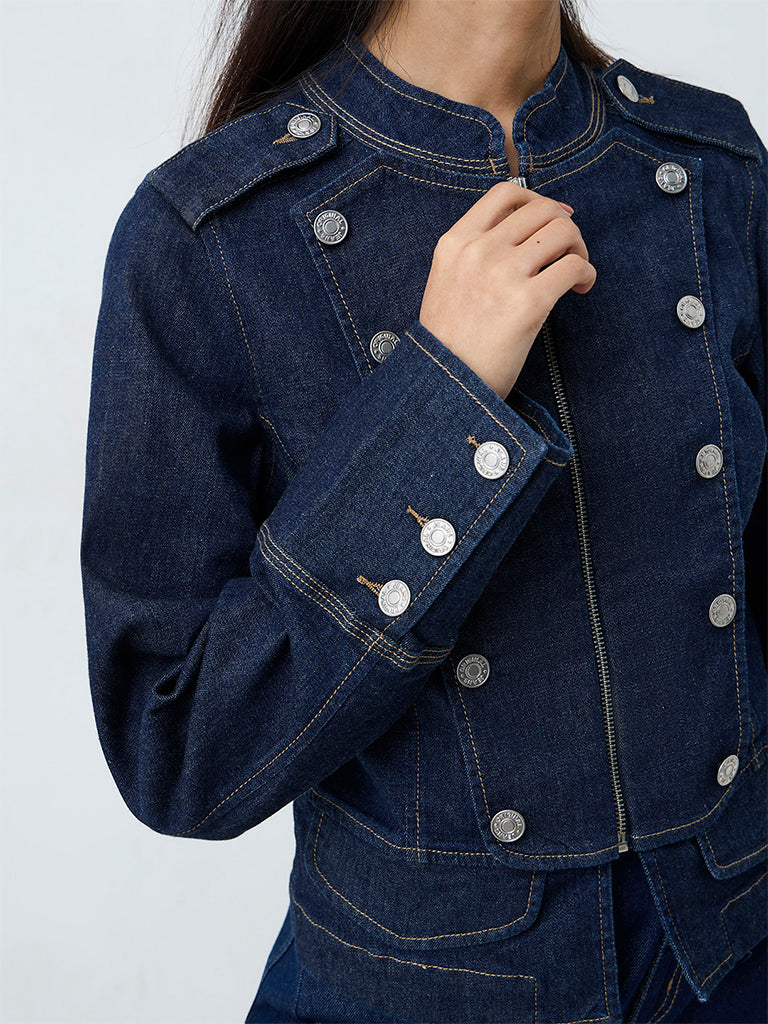 Nuon Dark Blue Military Denim Jacket