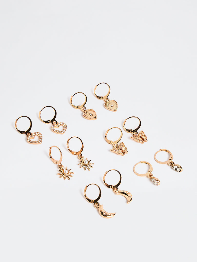 Westside Accessories Gold Multi-Hoop Assorted Earrings - Pack of 6