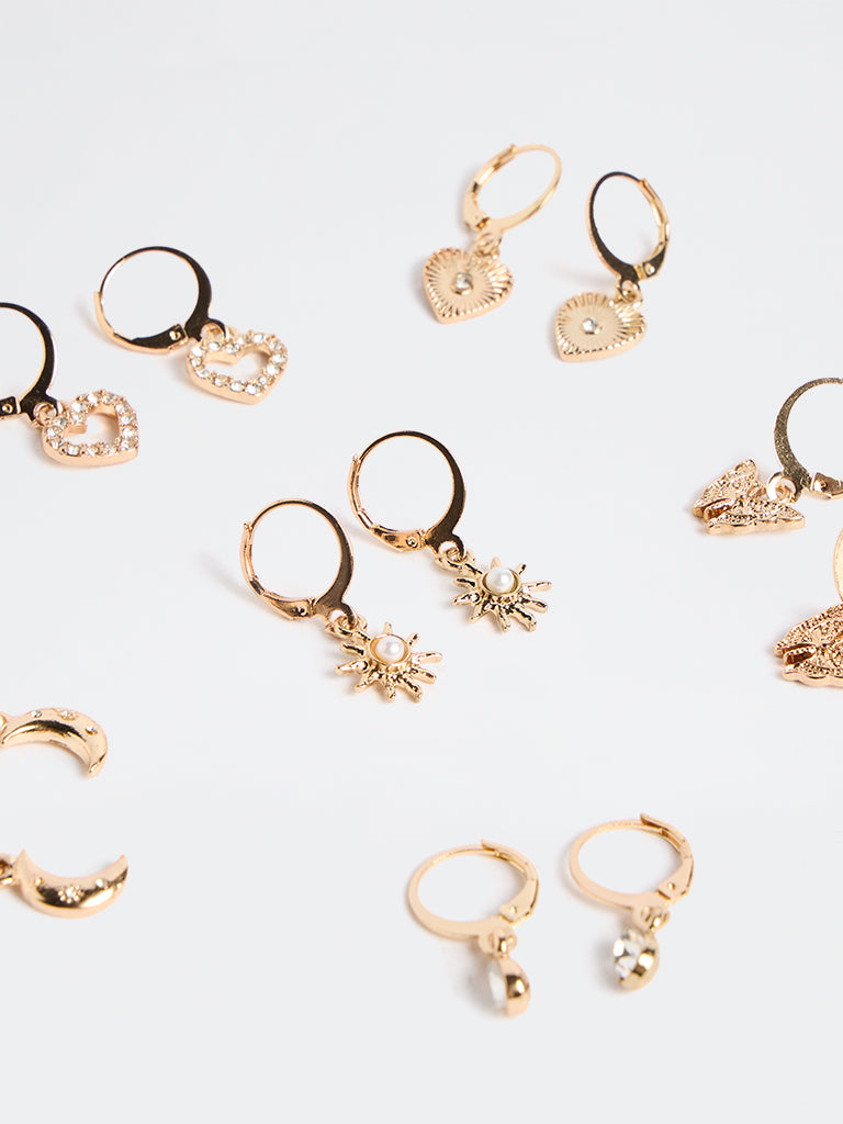 Westside Accessories Gold Multi-Hoop Assorted Earrings - Pack of 6