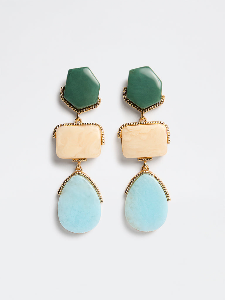 Westside Accessories Multicolour Geometric Stone Dangler Earrings