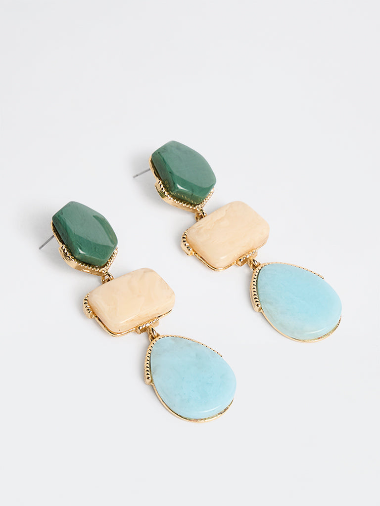 Westside Accessories Multicolour Geometric Stone Dangler Earrings