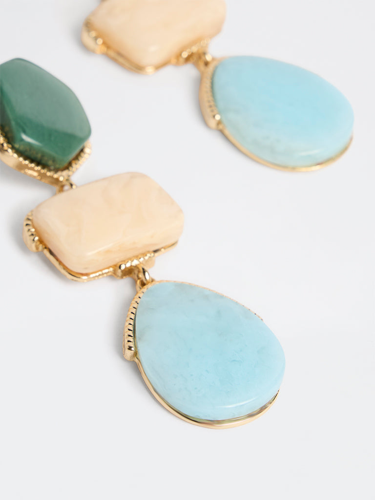 Westside Accessories Multicolour Geometric Stone Dangler Earrings