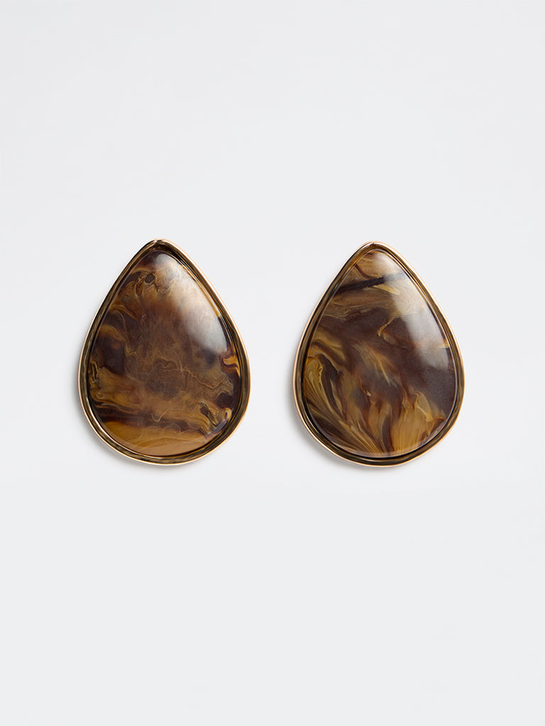 Westside Accessories Dark Brown Statement Stud Earrings